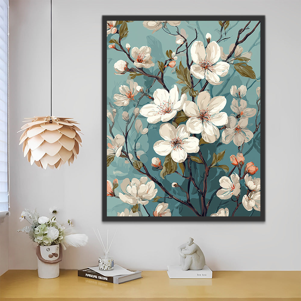 White Crabapple Flowers Paint by Numbers
