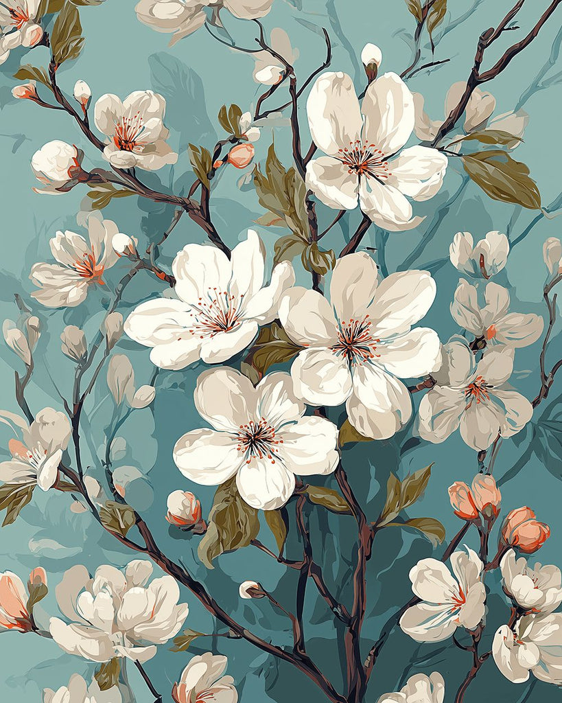 White Crabapple Flowers Paint by Numbers