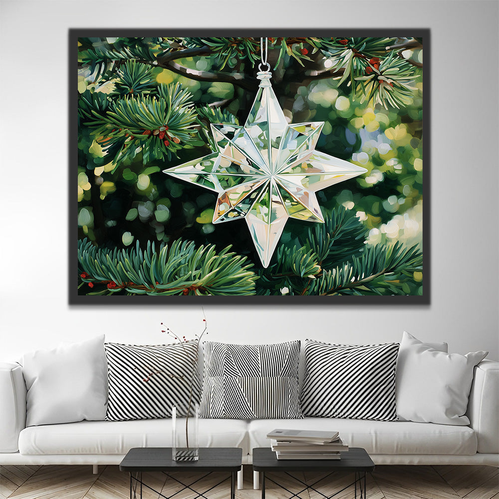 White Crystal Christmas Magic Star Paint by Numbers