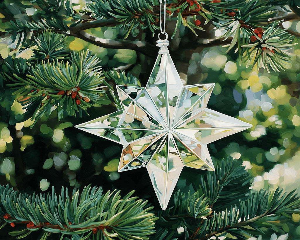White Crystal Christmas Magic Star Paint by Numbers