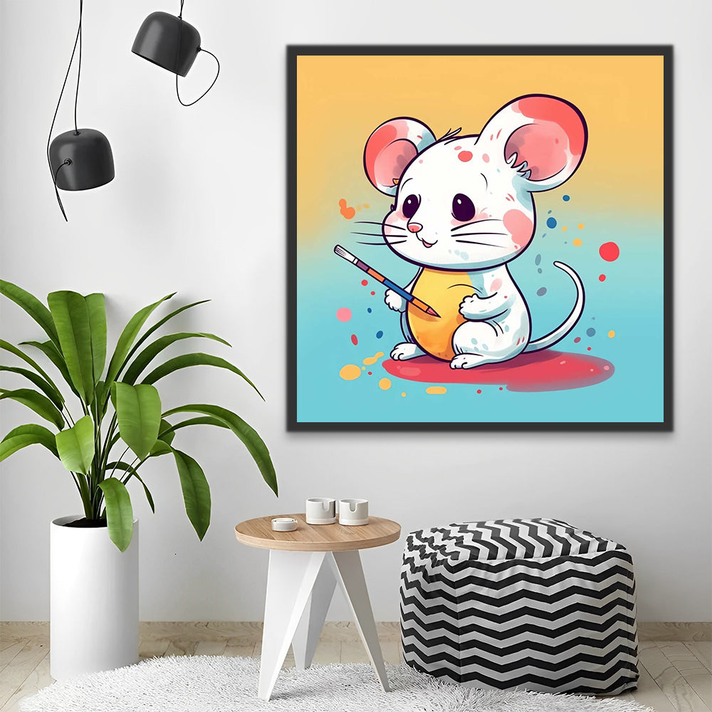 White Mouse and Watercolor Paint by Numbers for Kids