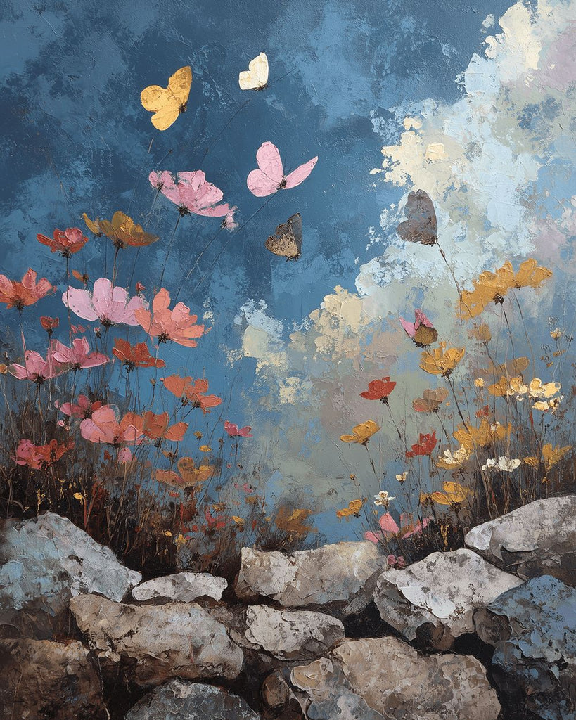 Wild Flowers in the Cracks of the Rocks Paint by Numbers