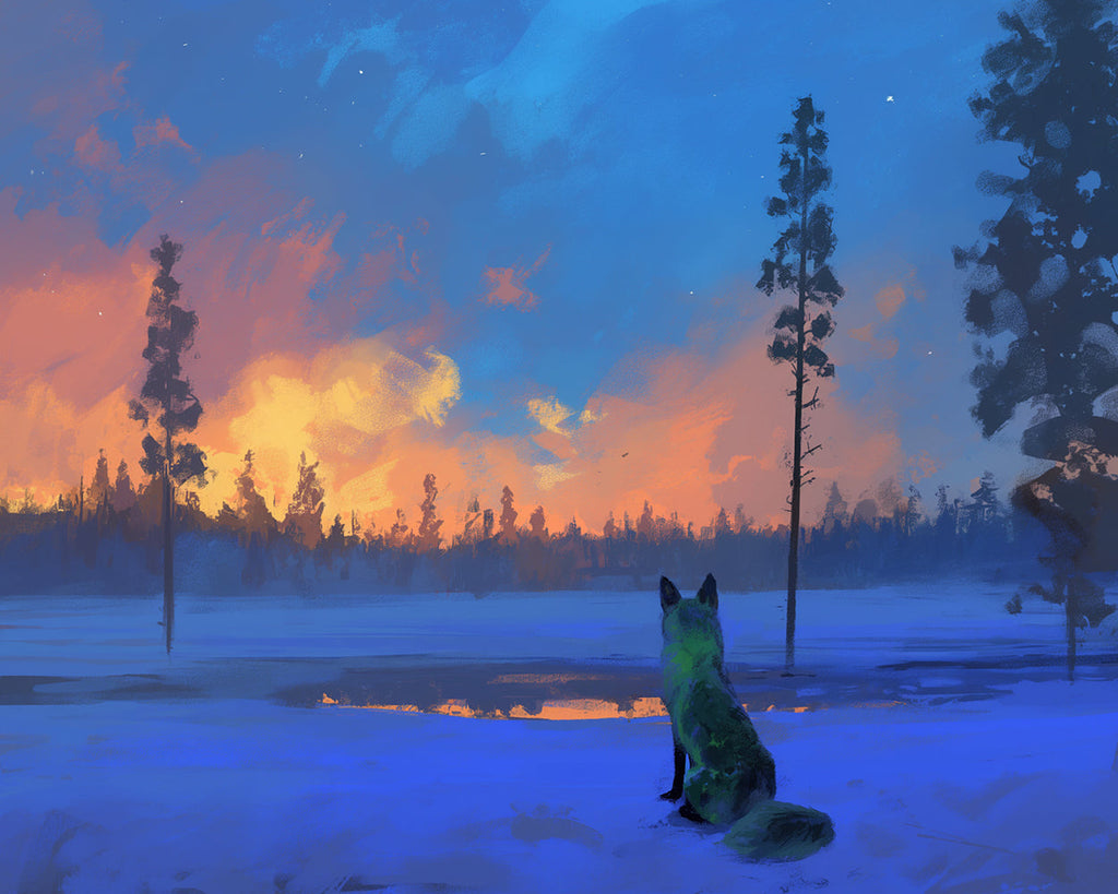 Wild Wolf Stares at Forest Fire in the Distance Paint by Numbers