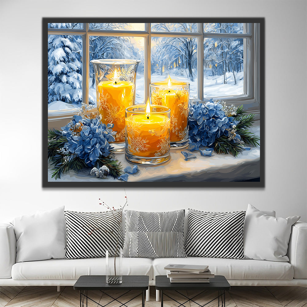 Winter Christmas Candles Paint by Numbers