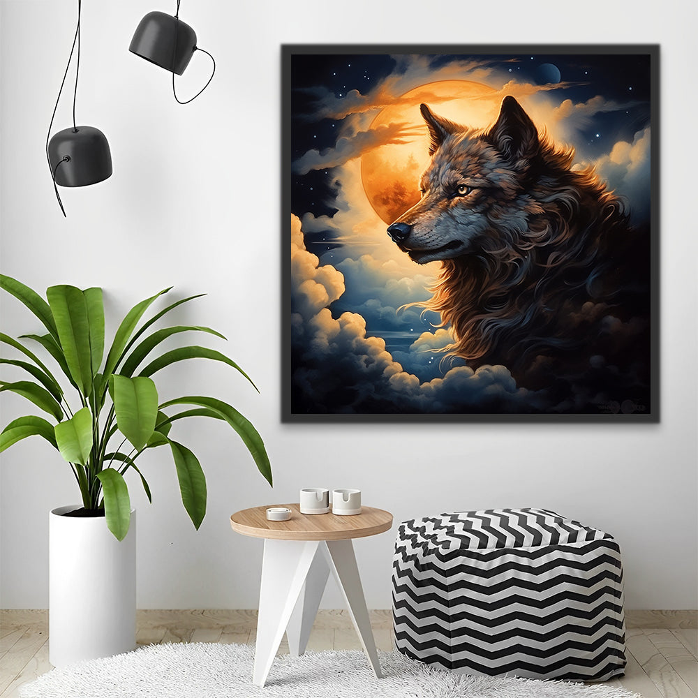 Wolf and Moon Paint by Numbers