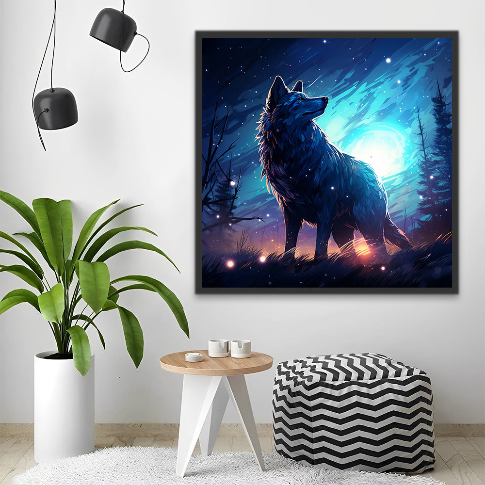 Wolf and Starry Sky Paint by Numbers