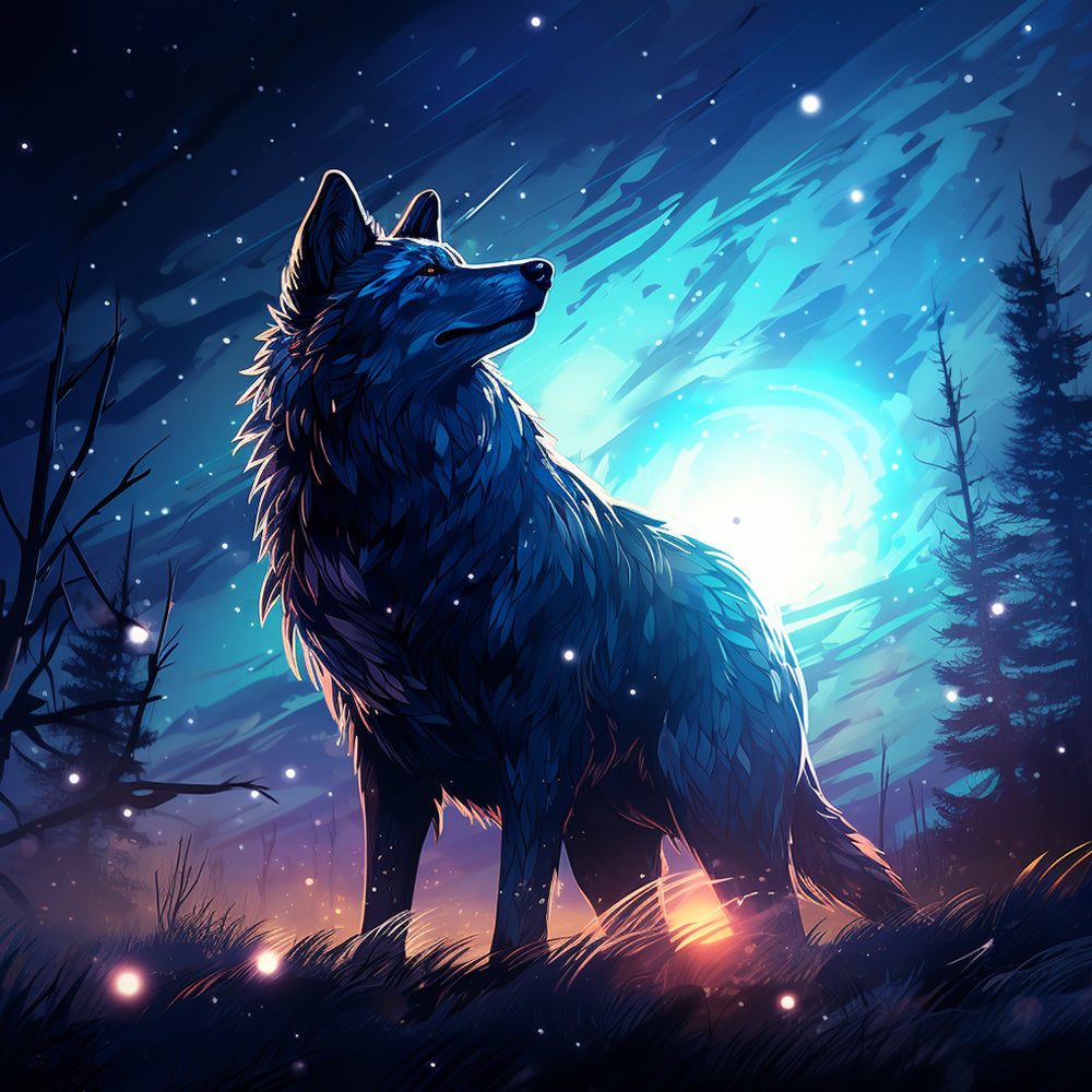 Wolf and Starry Sky Paint by Numbers