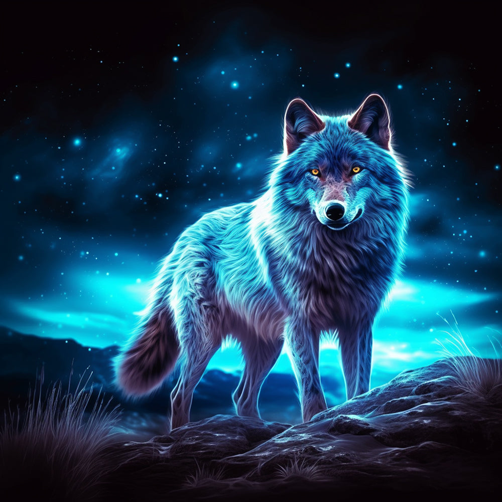 Wolf in the Night Paint by Numbers