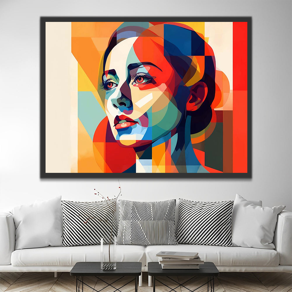 Woman Abstract Geometric Pattern Paint by Numbers