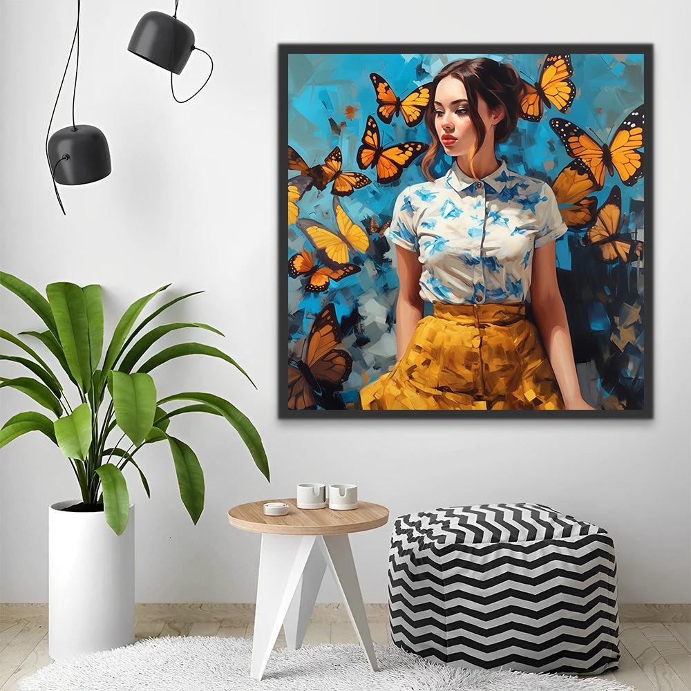 Woman and Butterflies Paint by Numbers