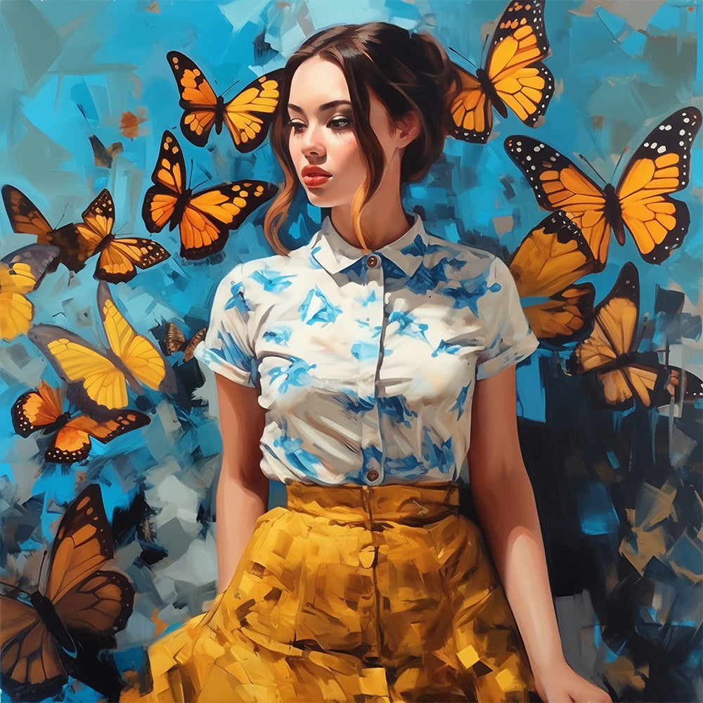 Woman and Butterflies Paint by Numbers