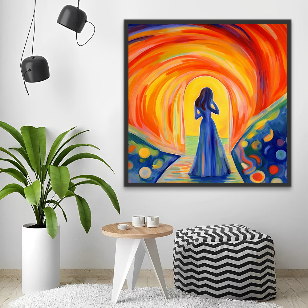 Woman in an Abstract Background Paint by Numbers