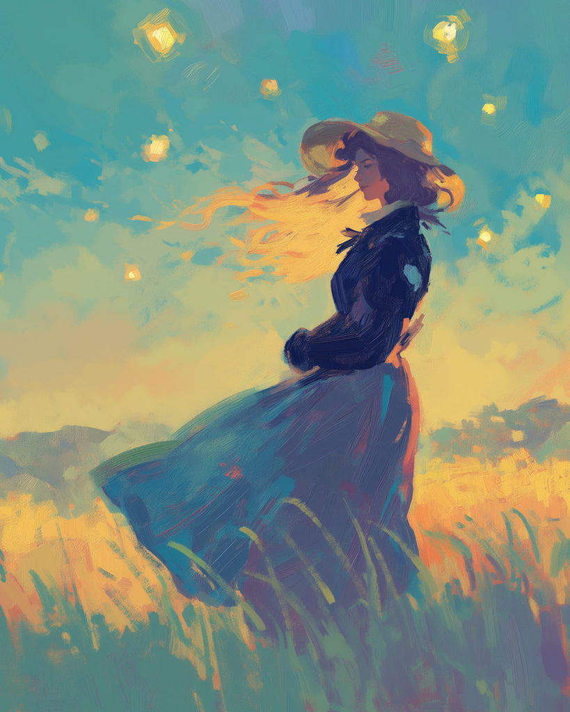 Woman in Field under Starry Sky Paint by Numbers