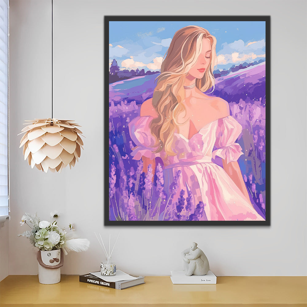 Woman in Lavender Field Paint by Numbers