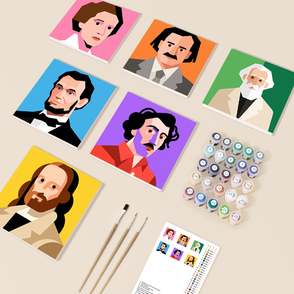 World Celebrities 6 Pieces Mini Paint by Numbers