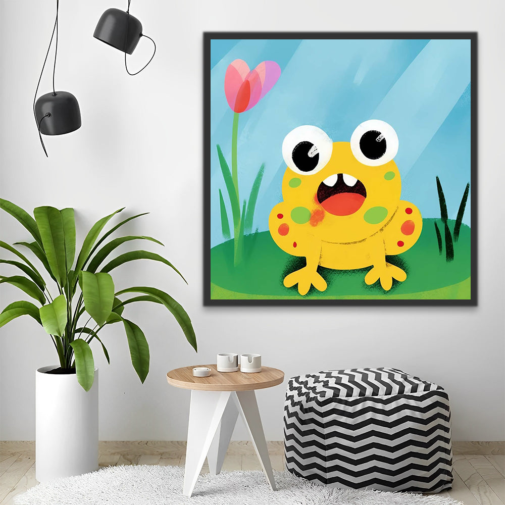 Yellow Cartoon Frog Paint by Numbers for Kids