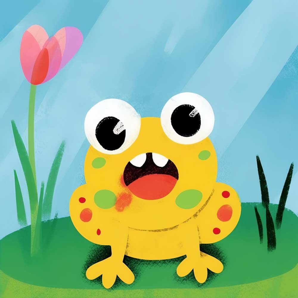 Yellow Cartoon Frog Paint by Numbers for Kids