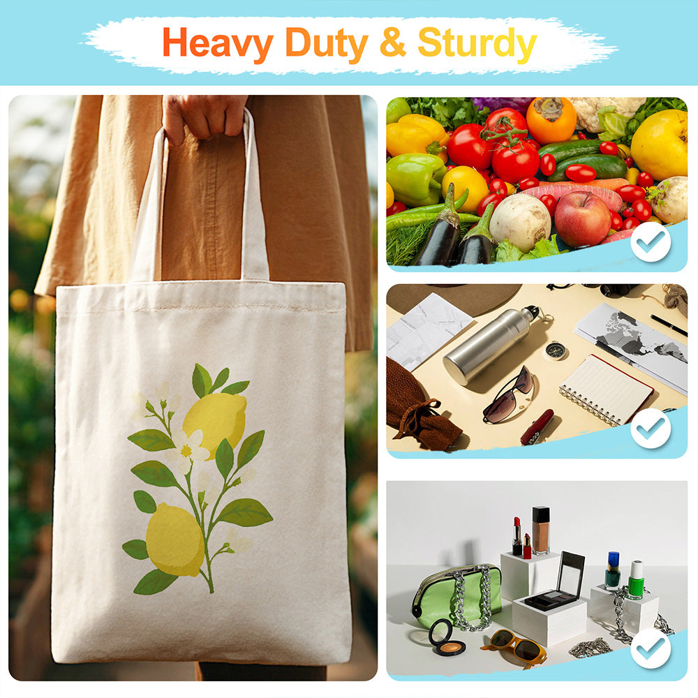 Yellow Lemons and White Flowers Canvas Tote Bag Paint by Numbers