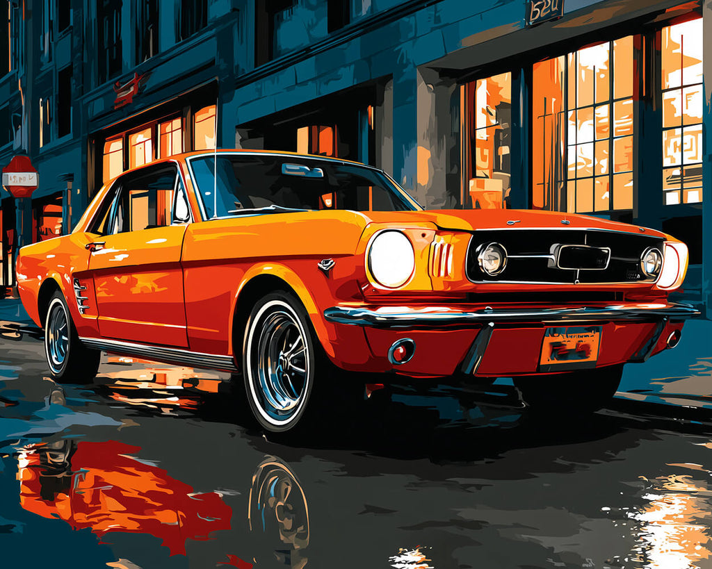 Yellow Taxi in the City at Night Paint by Numbers