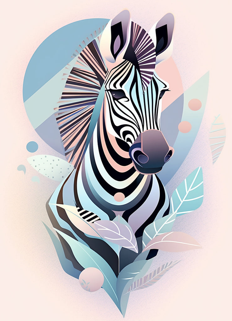 Zebra and Leaves Paint by Numbers