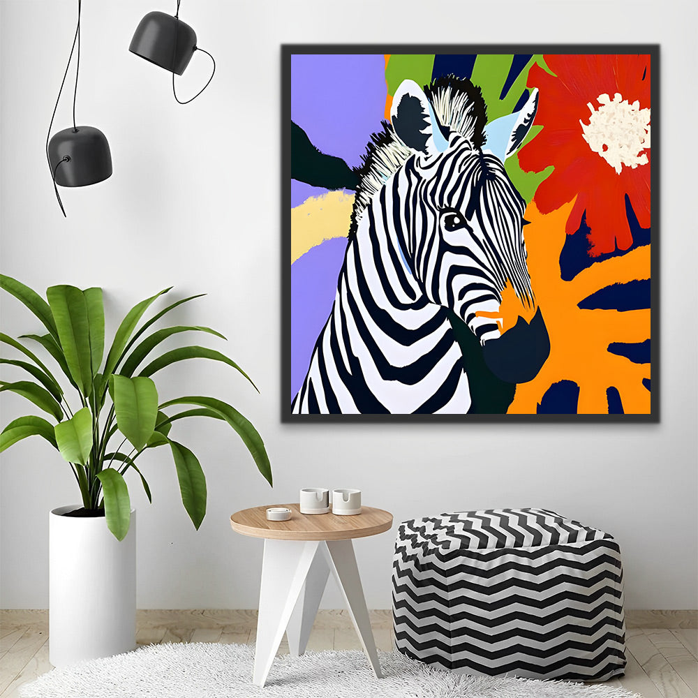 Zebra on Colorful Graffiti Background Paint by Numbers