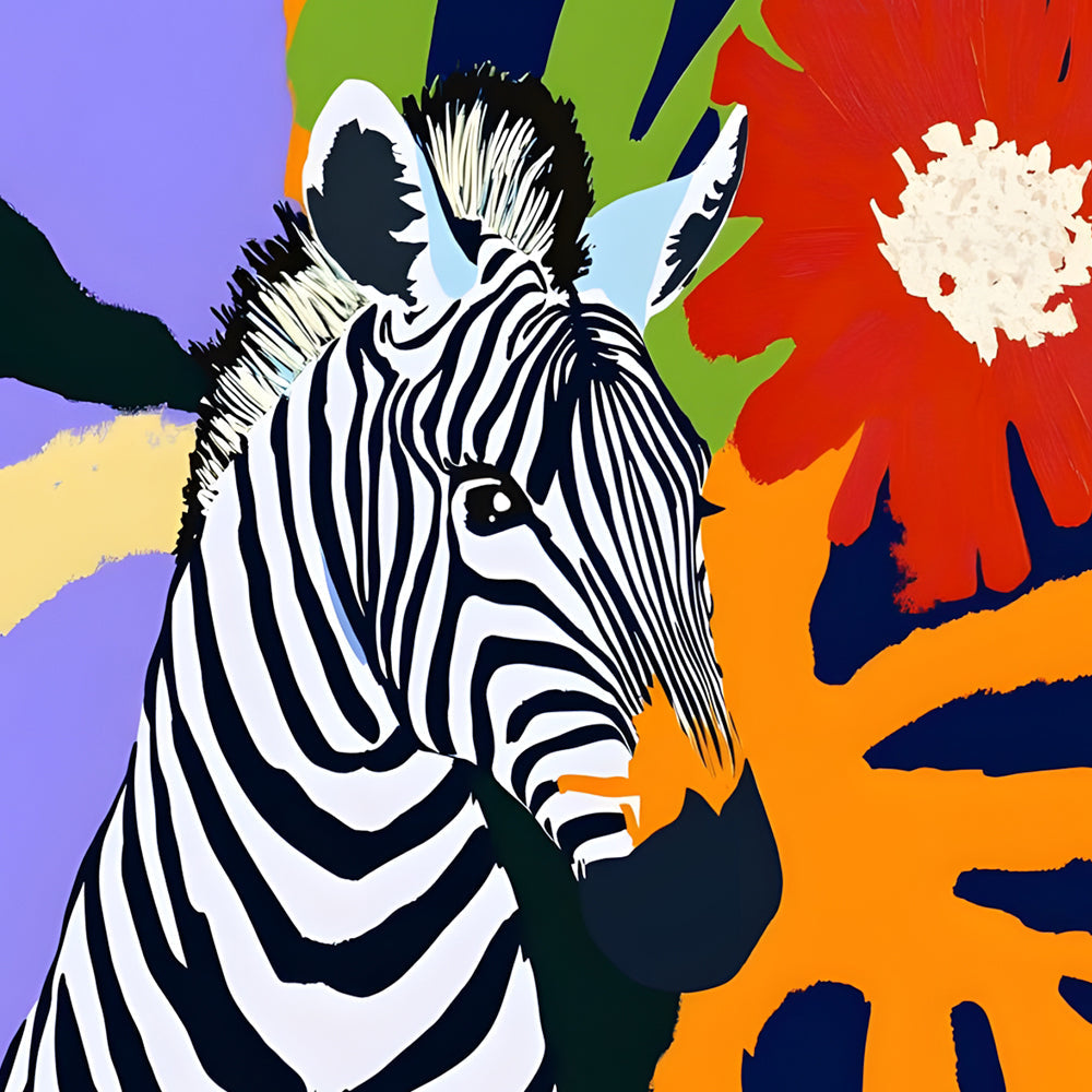 Zebra on Colorful Graffiti Background Paint by Numbers