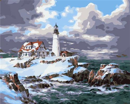 Landscape Lighthouse Paint By Numbers Canvas Wall Set PBNLIGW26