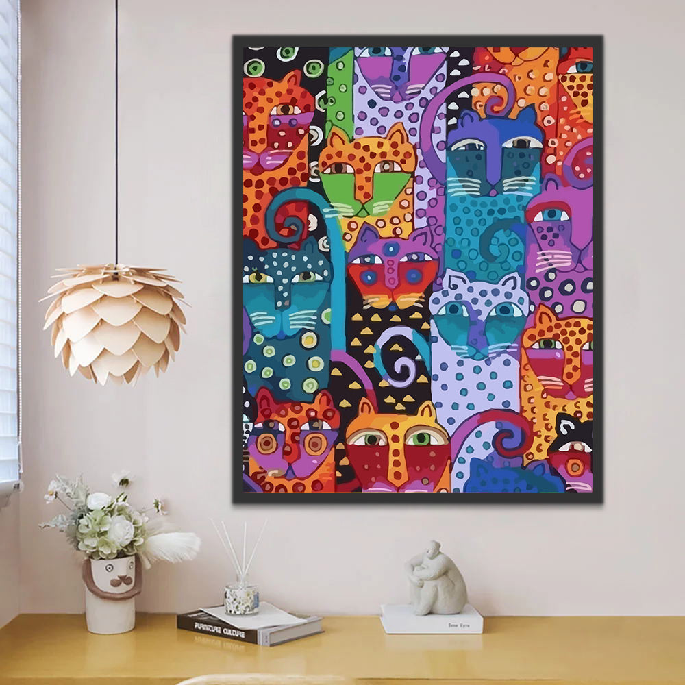 Abstract Colorful Cats Paint by Numbers