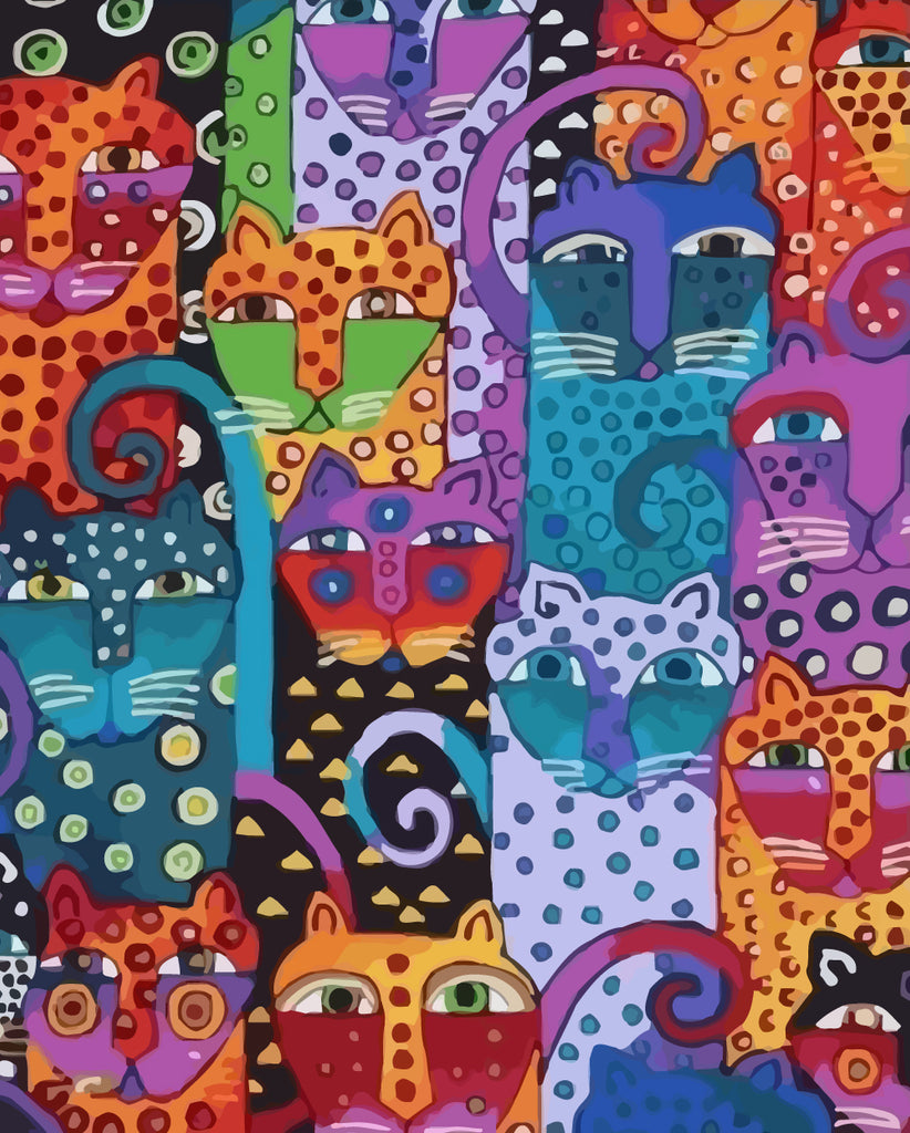 Abstract Colorful Cats Paint by Numbers