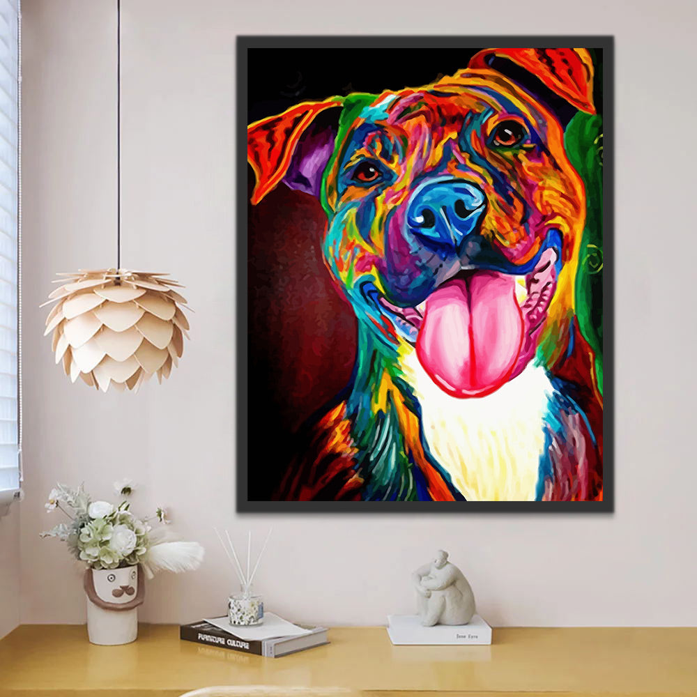Abstract Colorful Dog Paint by Numbers