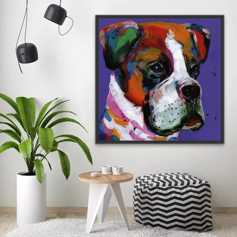 Abstract Colorful Dog Paint by Numbers