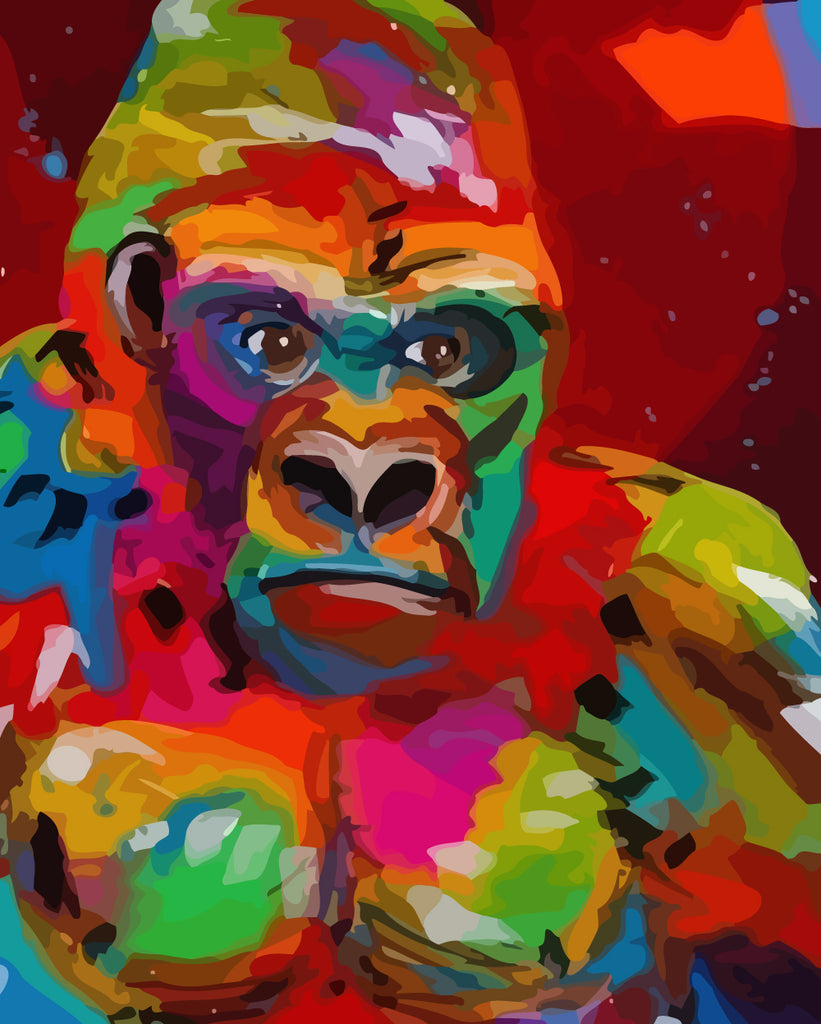 Abstract Colorful Gorilla Paint by Numbers