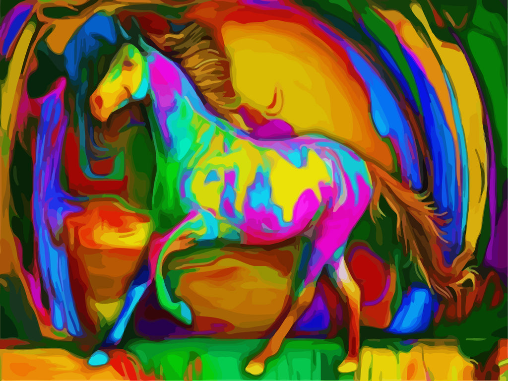 Abstract Colorful Horse Pop Art Paint by Numbers