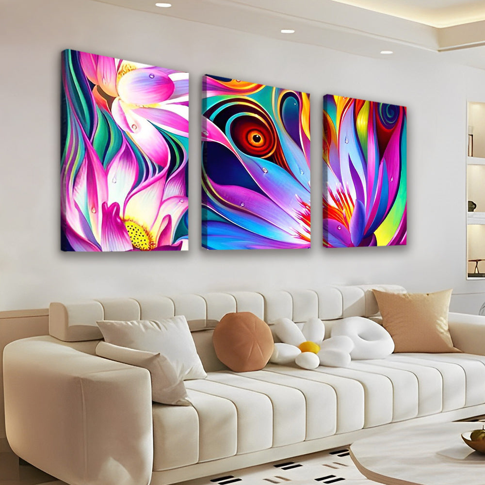 Abstract Colorful Lotus 3 Pack Paint By Numbers
