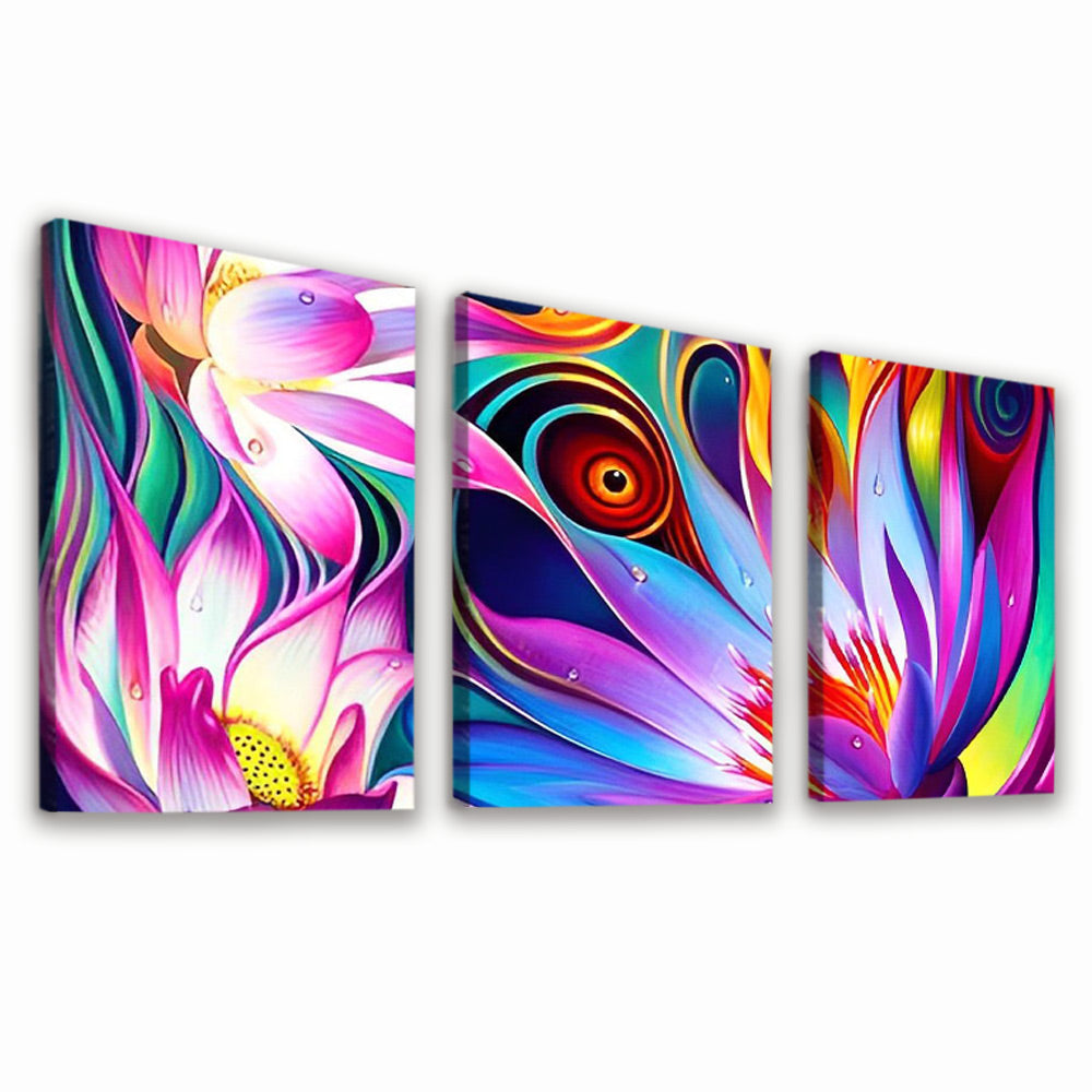 Abstract Colorful Lotus 3 Pack Paint By Numbers