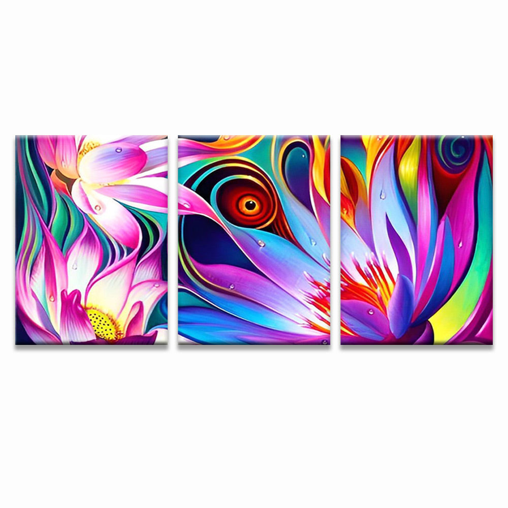 Abstract Colorful Lotus 3 Pack Paint By Numbers