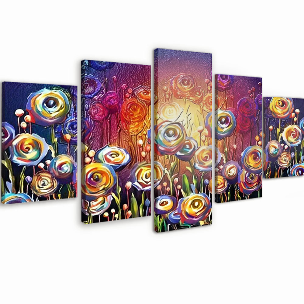Abstract Colorful Roses 5 Pack Paint By Numbers