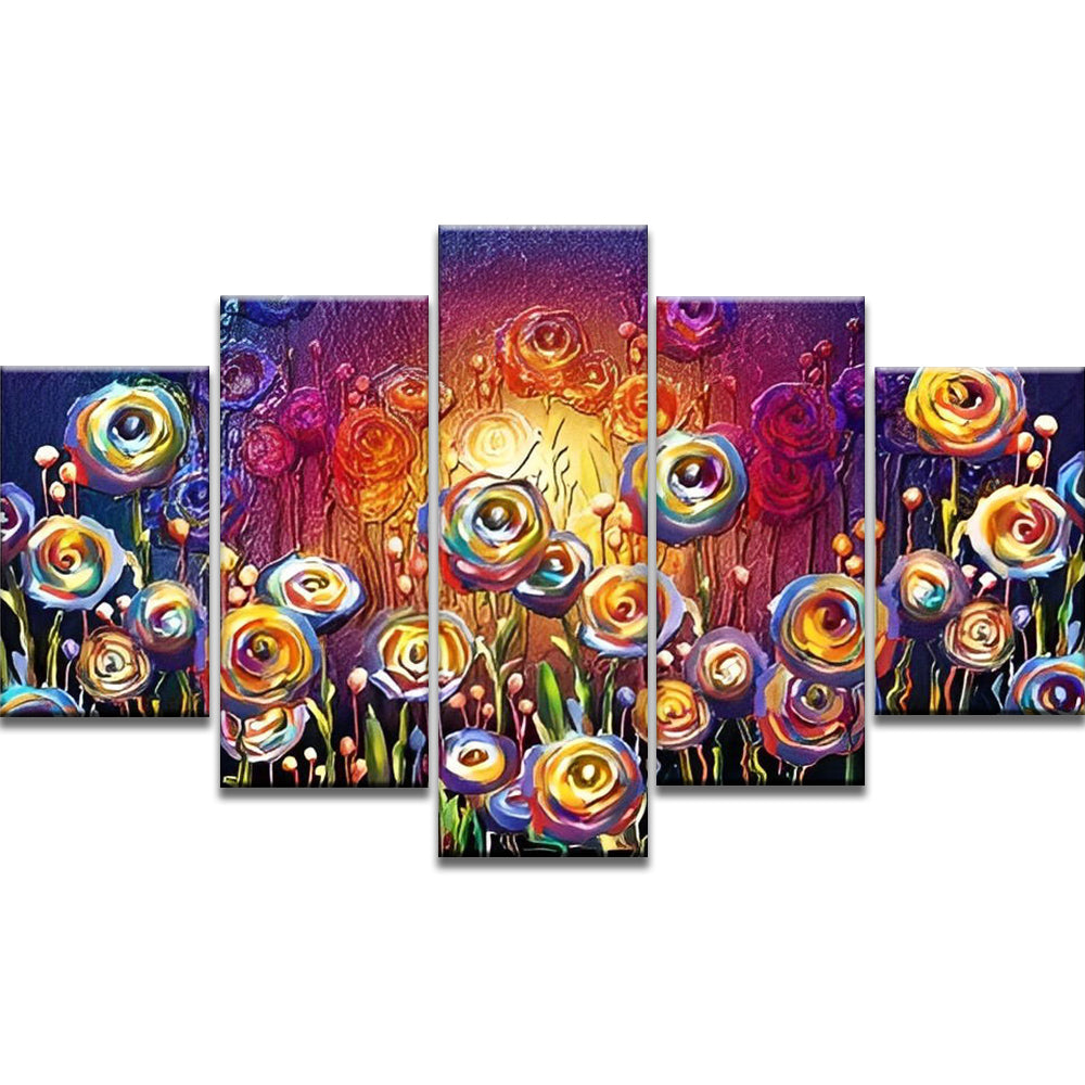 Abstract Colorful Roses 5 Pack Paint By Numbers