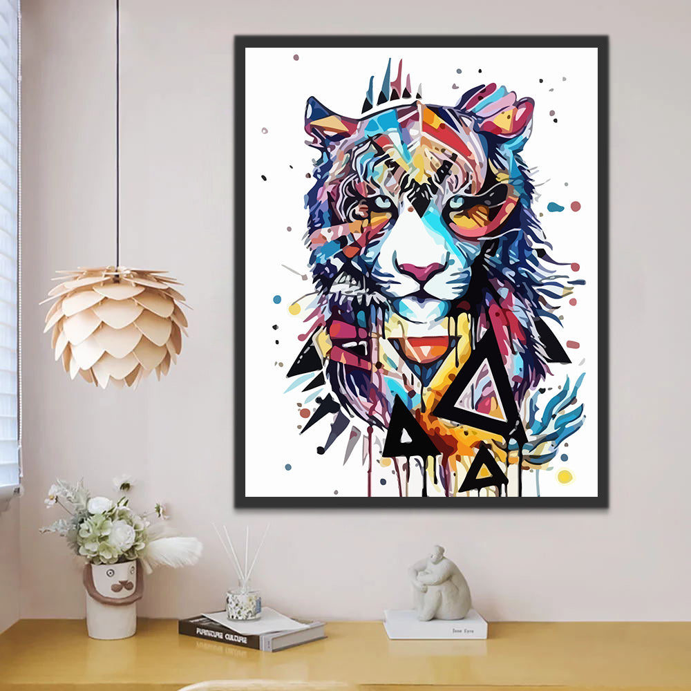 Abstract Colorful Tiger Paint by Numbers