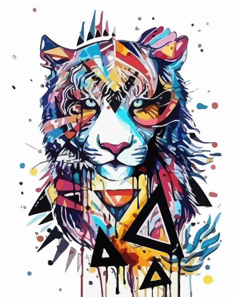 Abstract Colorful Tiger Paint by Numbers