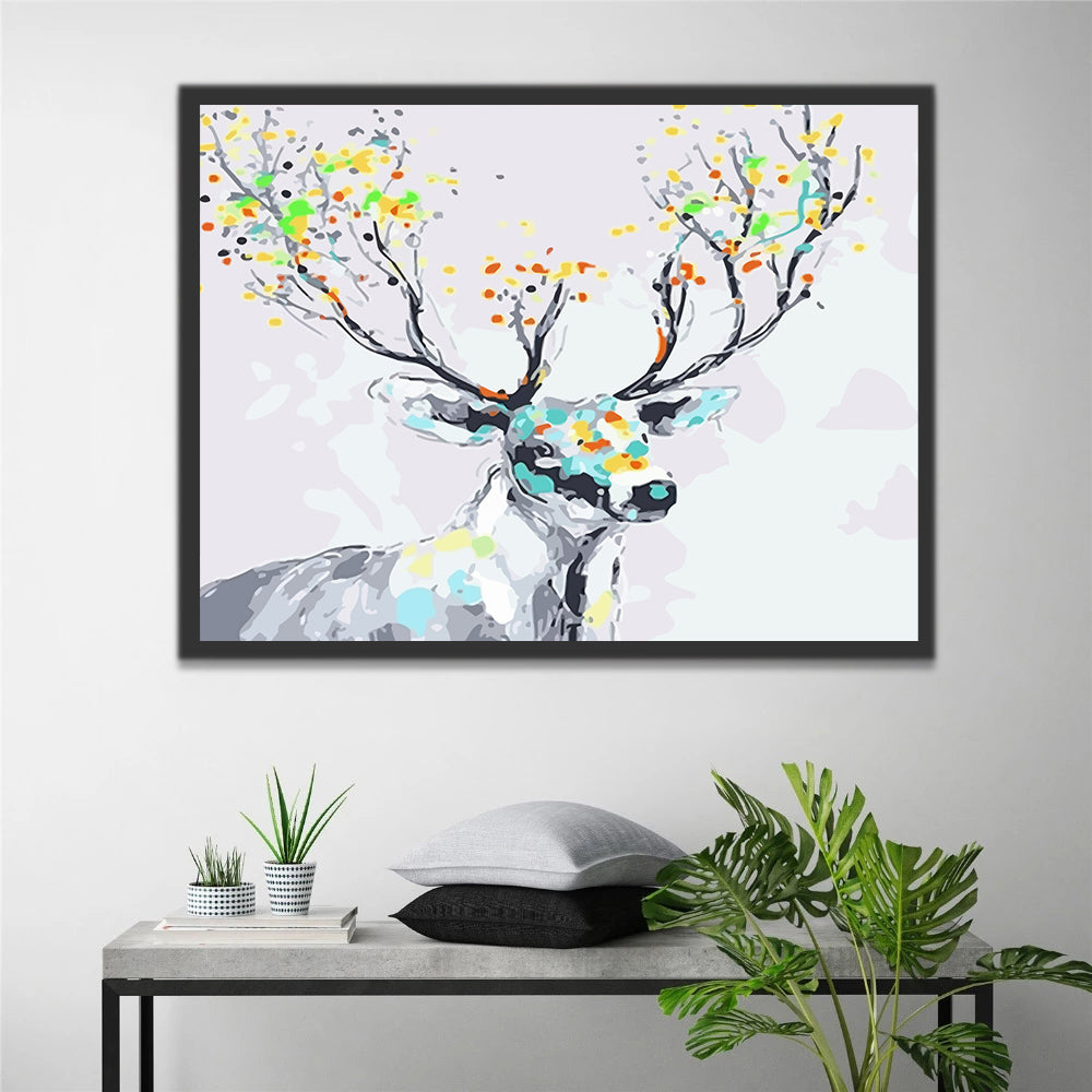 Abstract Deer with Pigment on Antlers Paint by Numbers