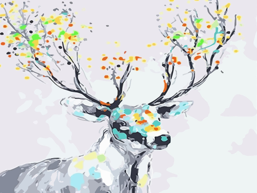 Abstract Deer with Pigment on Antlers Paint by Numbers