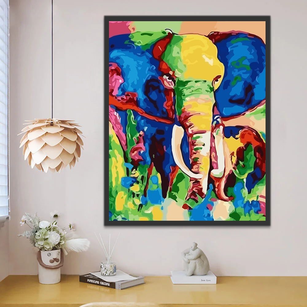 Abstract Elephant in Oil Painting Style Paint by Numbers