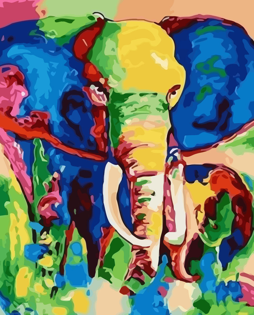 Abstract Elephant in Oil Painting Style Paint by Numbers