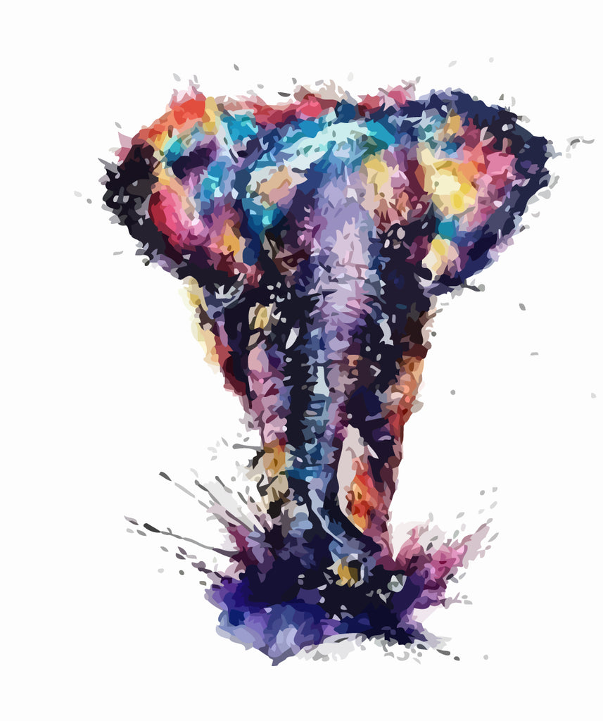 Abstract Elephant in Watercolor Style Paint by Numbers
