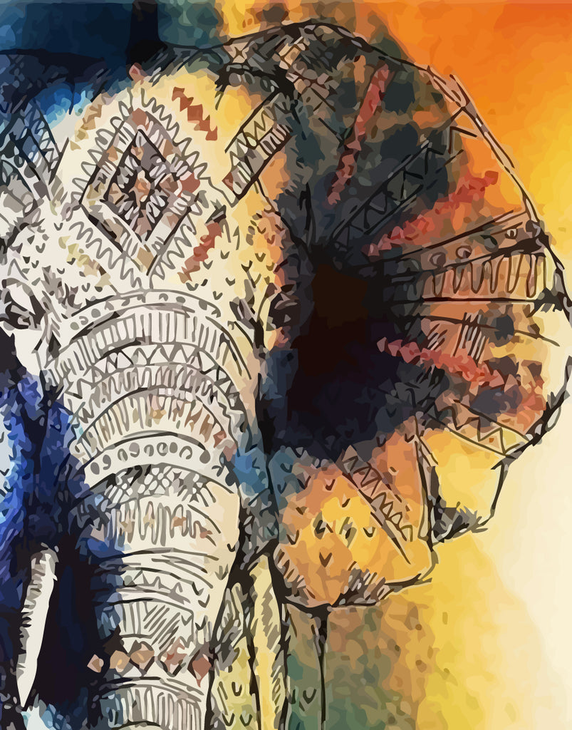 Abstract Elephant Paint by Numbers