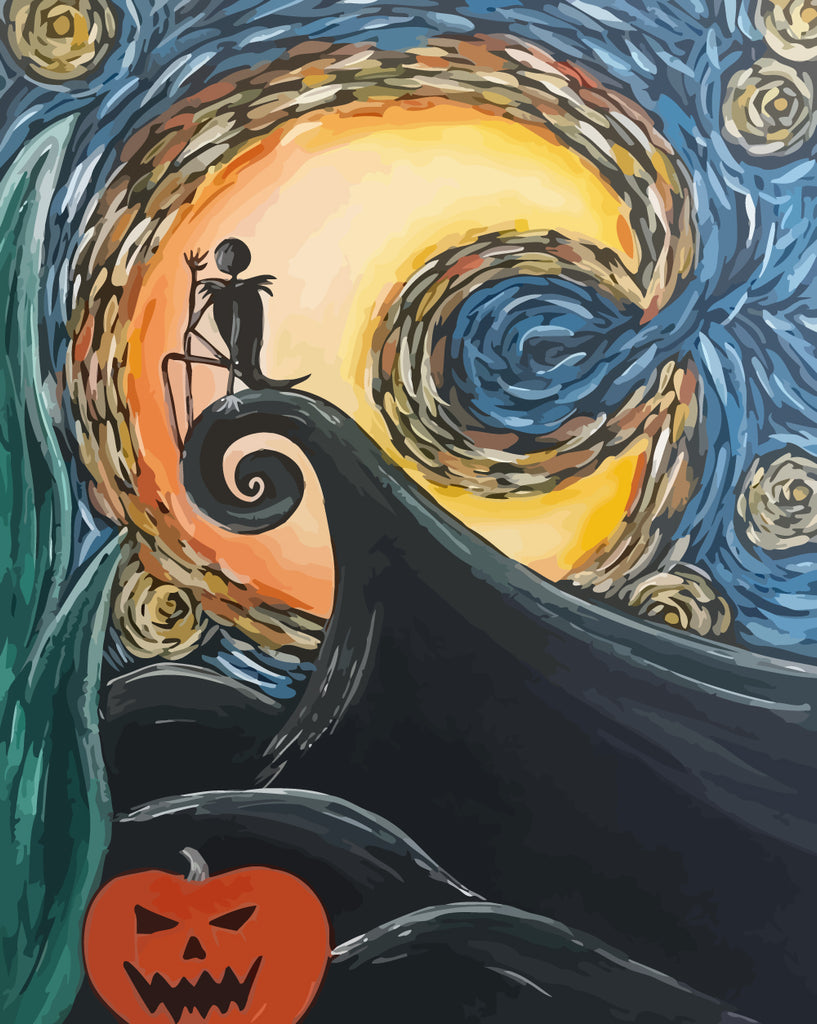 Abstract Halloween Moon Paint by Numbers