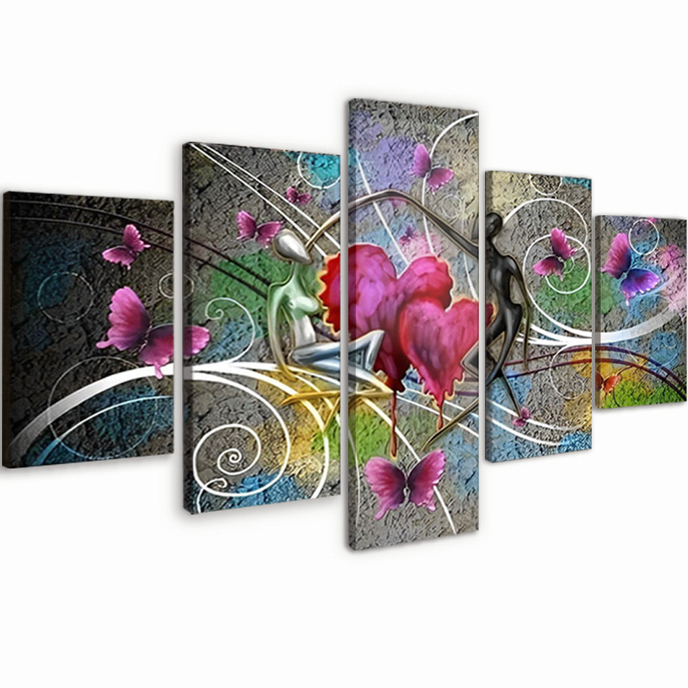 Abstract Pink Love and Butterflies 5 Pack Paint By Numbers