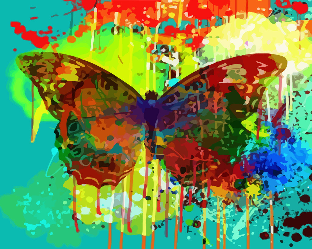 Abstract Watercolor Butterfly Paint by Numbers
