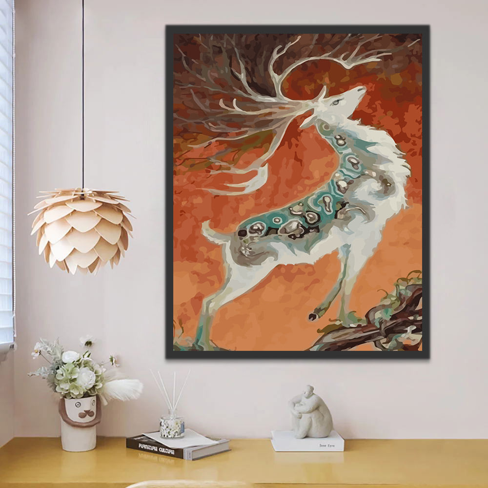 Abstract White Deer Paint by Numbers